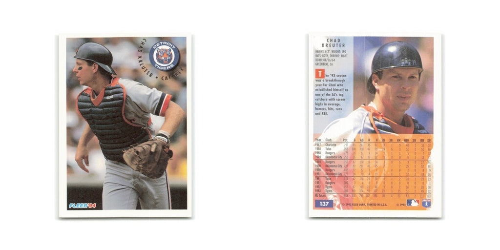 Chad Kreuter 1994 Fleer #137 Detroit Tigers Baseball Card NM