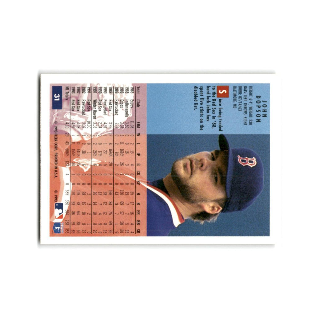 John Dopson 1994 Fleer #31 Boston Red Sox Baseball Card NM
