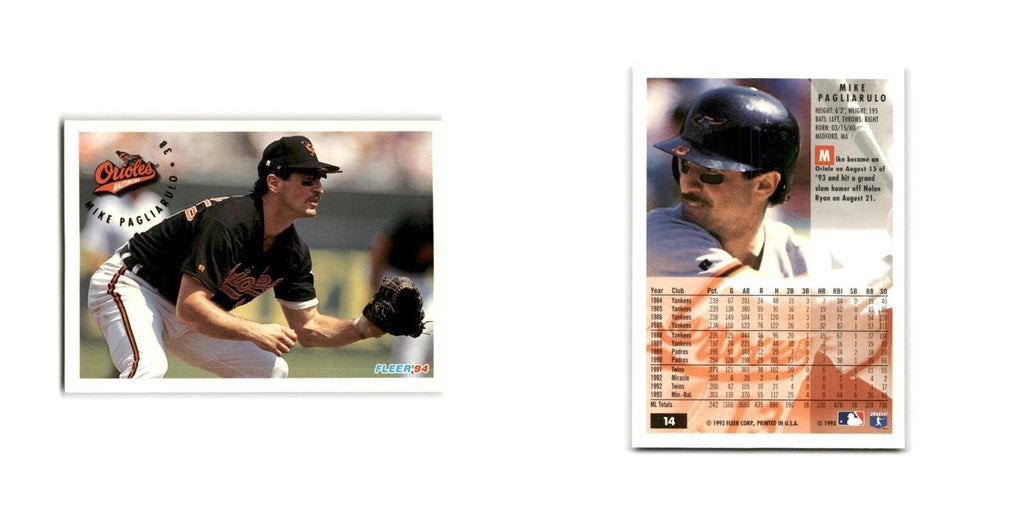 Mike Pagliarulo 1994 Fleer #14 Baltimore Orioles Baseball Card NM