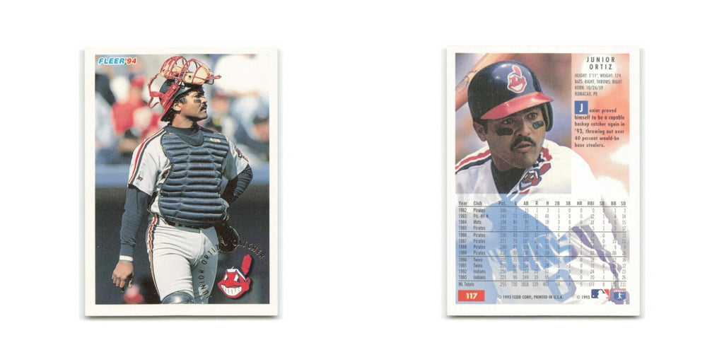 Junior Ortiz 1994 Fleer #117 Cleveland Indians Baseball Card NM