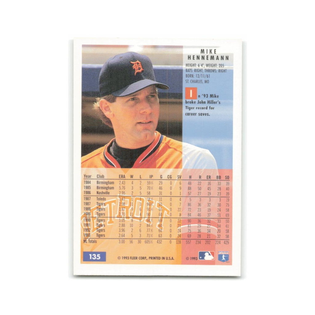 Mike Henneman 1994 Fleer #135 Detroit Tigers Baseball Card NM