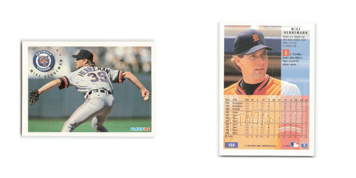 Mike Henneman 1994 Fleer #135 Detroit Tigers Baseball Card NM