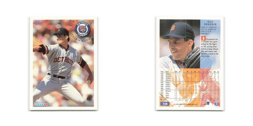 Bill Krueger 1994 Fleer #138 Detroit Tigers Baseball Card NM