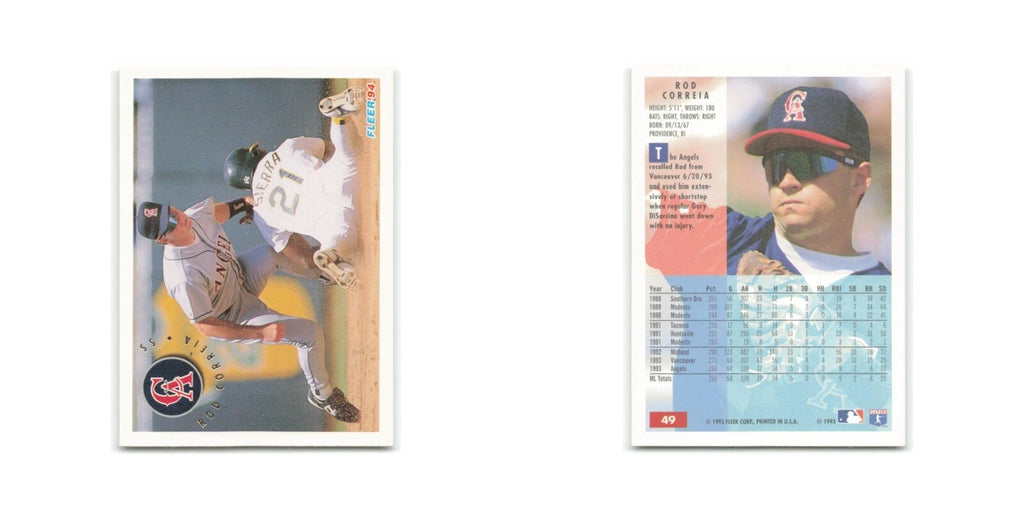 Bob Correia 1994 Fleer #49 California Angels Baseball Card NM