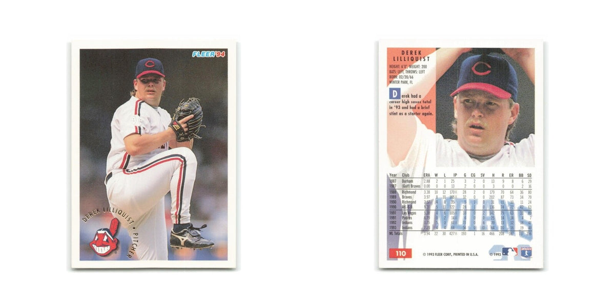 Derek Lilliquist 1994 Fleer #110 Cleveland Indians Baseball Card NM