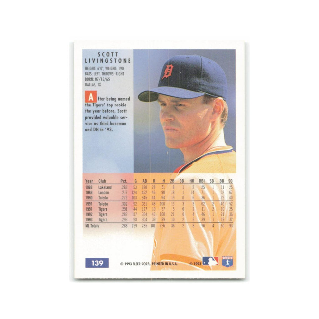 Scott Livingstone 1994 Fleer #139 Detroit Tigers Baseball Card NM