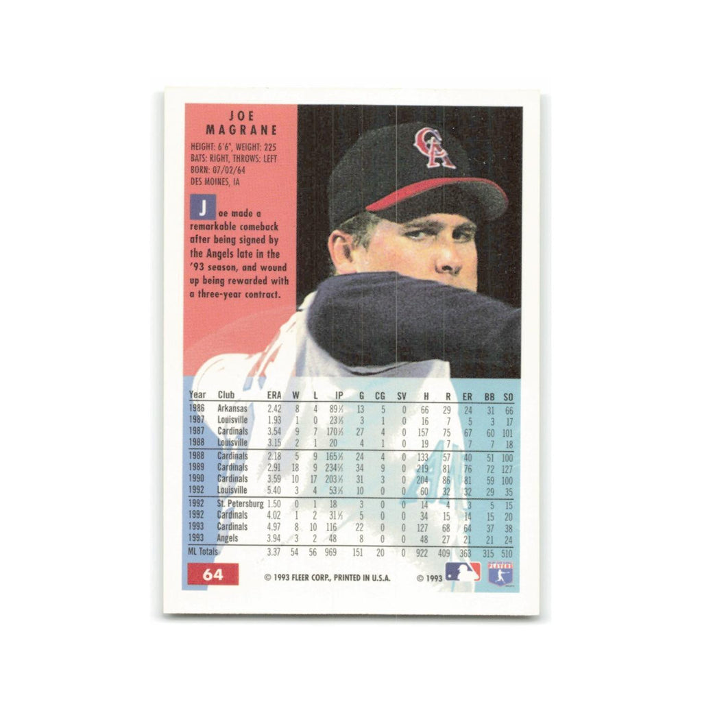 Joe Magrane 1994 Fleer #64 California Angels Baseball Card NM