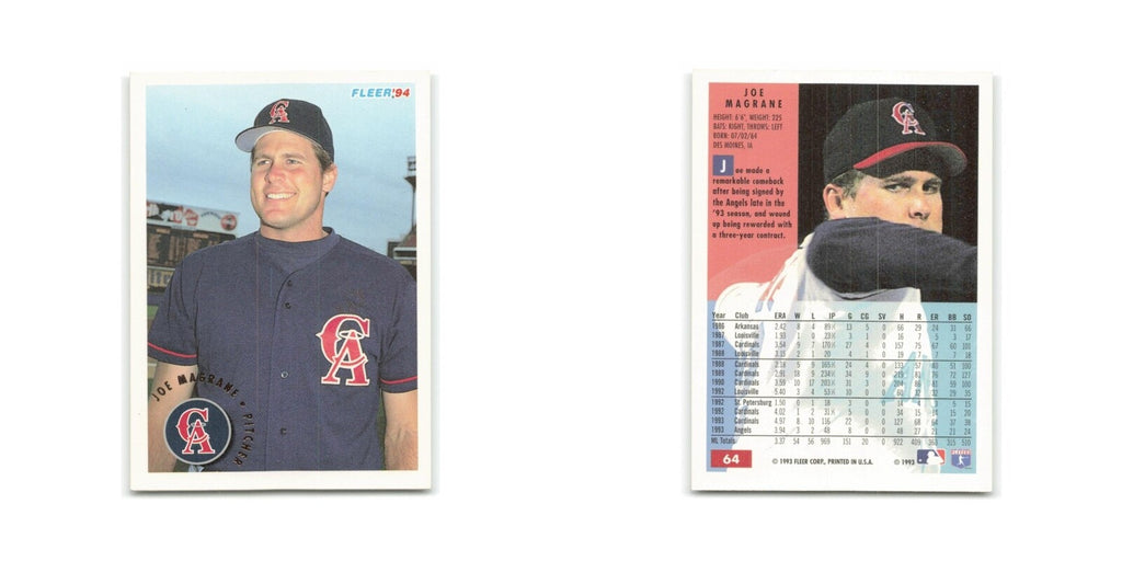 Joe Magrane 1994 Fleer #64 California Angels Baseball Card NM