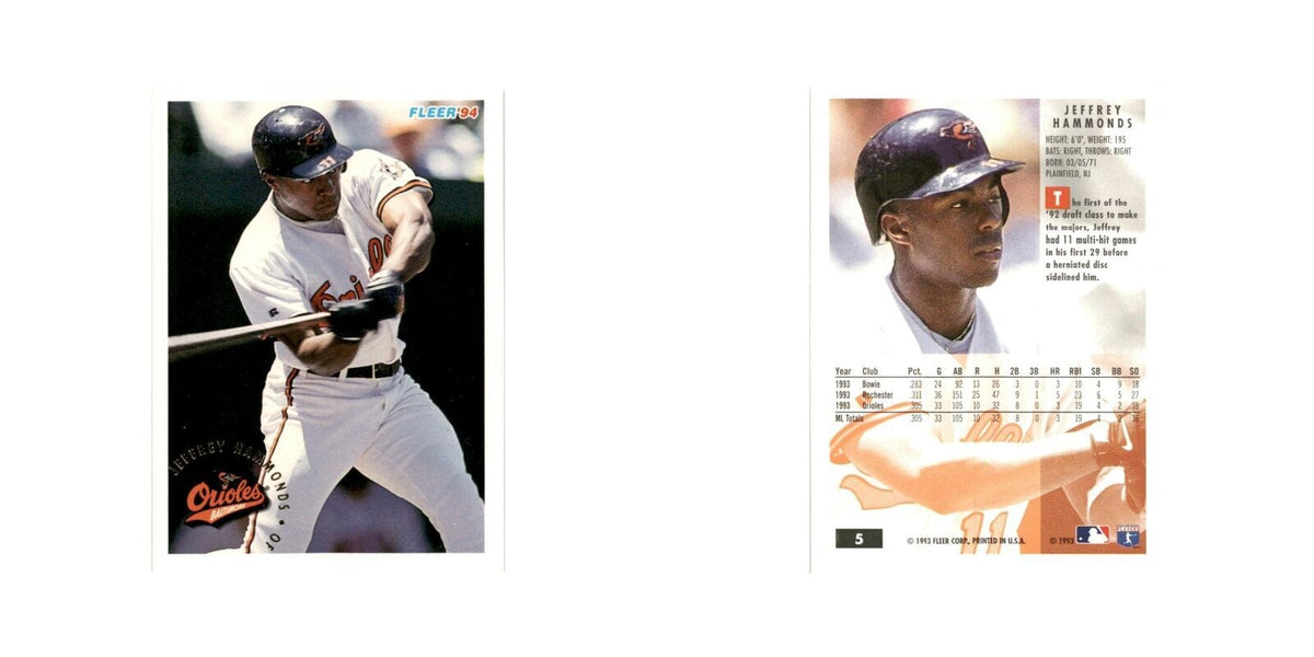 Jeffrey Hammonds 1994 Fleer #5 Baltimore Orioles Baseball Card NM