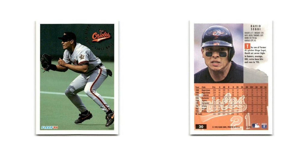 David Segui 1994 Fleer #20 Baltimore Orioles Baseball Card NM