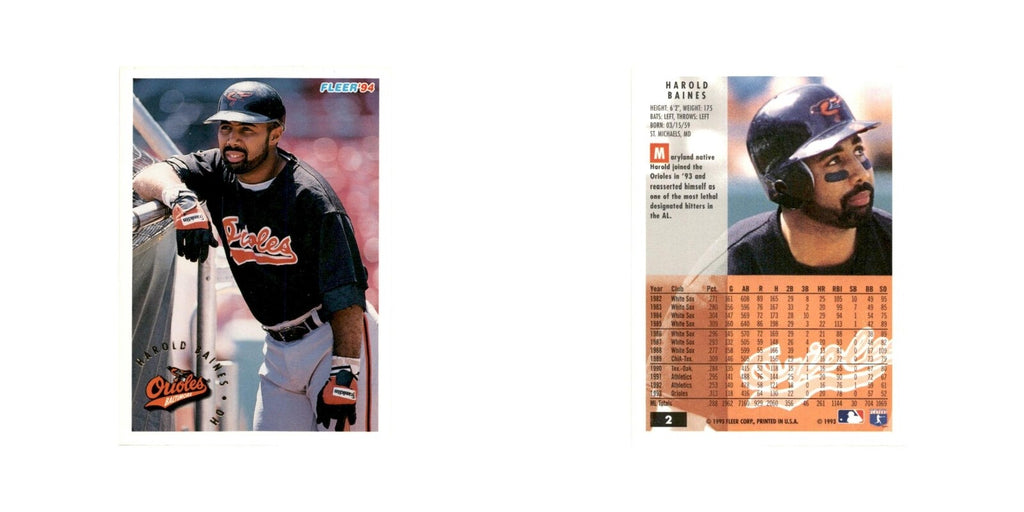 Harold Baines 1994 Fleer #2 Baltimore Orioles Baseball Card NM