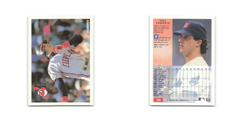 Paul Sorrento 1994 Fleer #120 Cleveland Indians Baseball Card NM