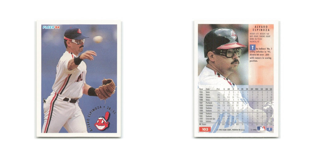 Alvaro Espinoza 1994 Fleer #103 Cleveland Indians Baseball Card NM