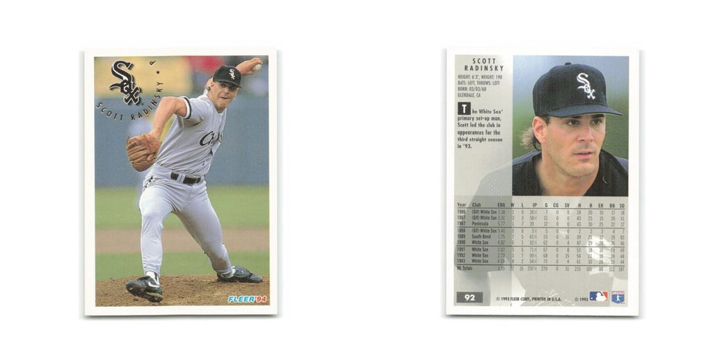 Scott Radinsky 1994 Fleer #92 Chicago White Sox Baseball Card NM