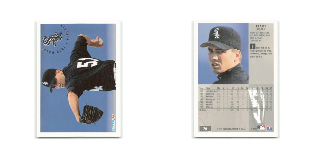 Jason Bere 1994 Fleer #76 Chicago White Sox Baseball Card NM