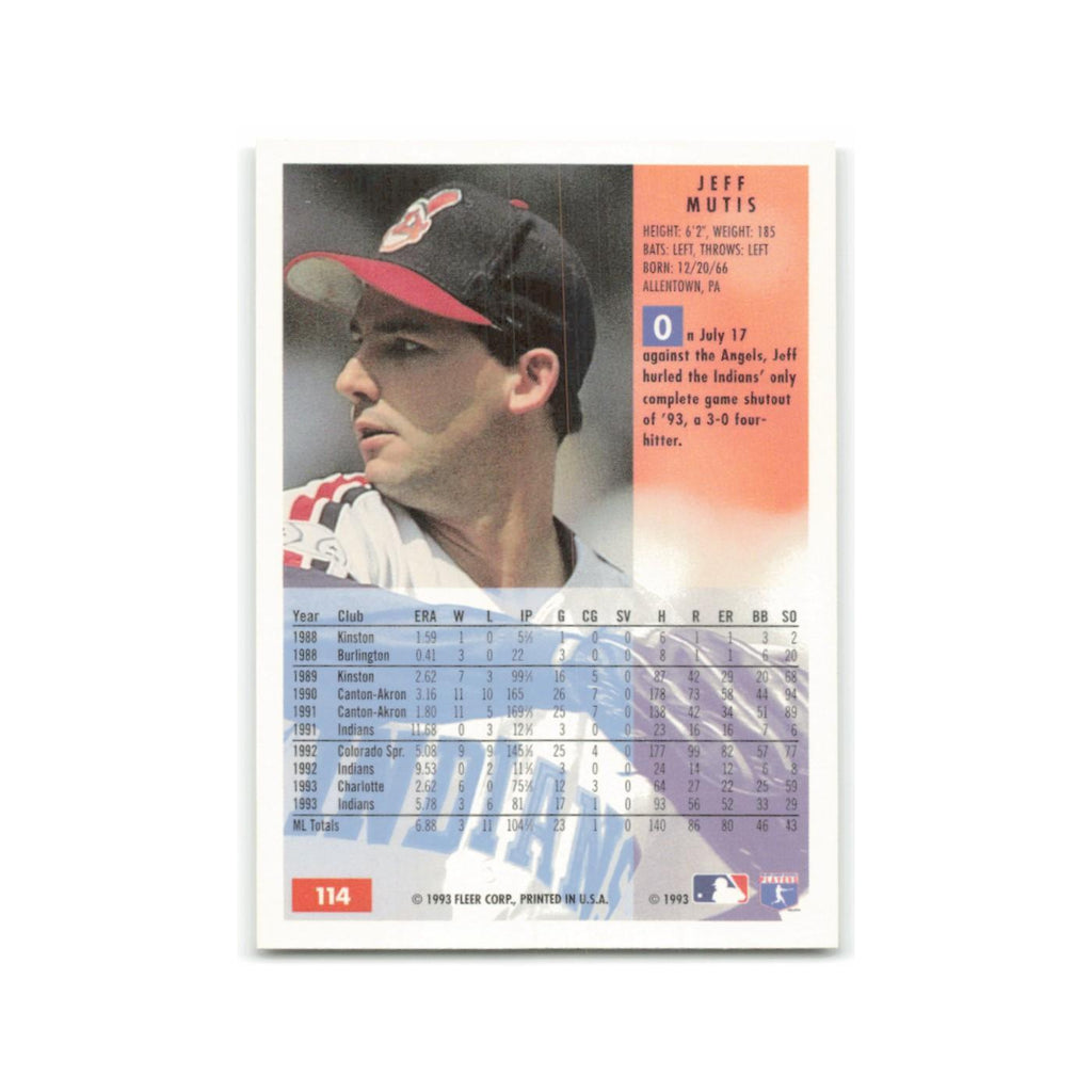Jeff Mutis 1994 Fleer #114 Cleveland Indians Baseball Card NM