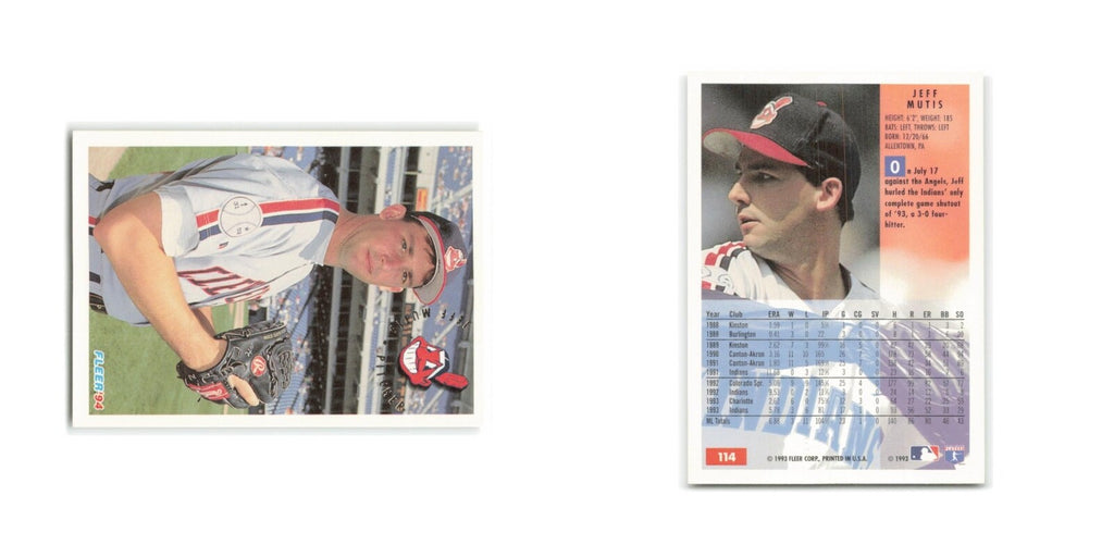 Jeff Mutis 1994 Fleer #114 Cleveland Indians Baseball Card NM