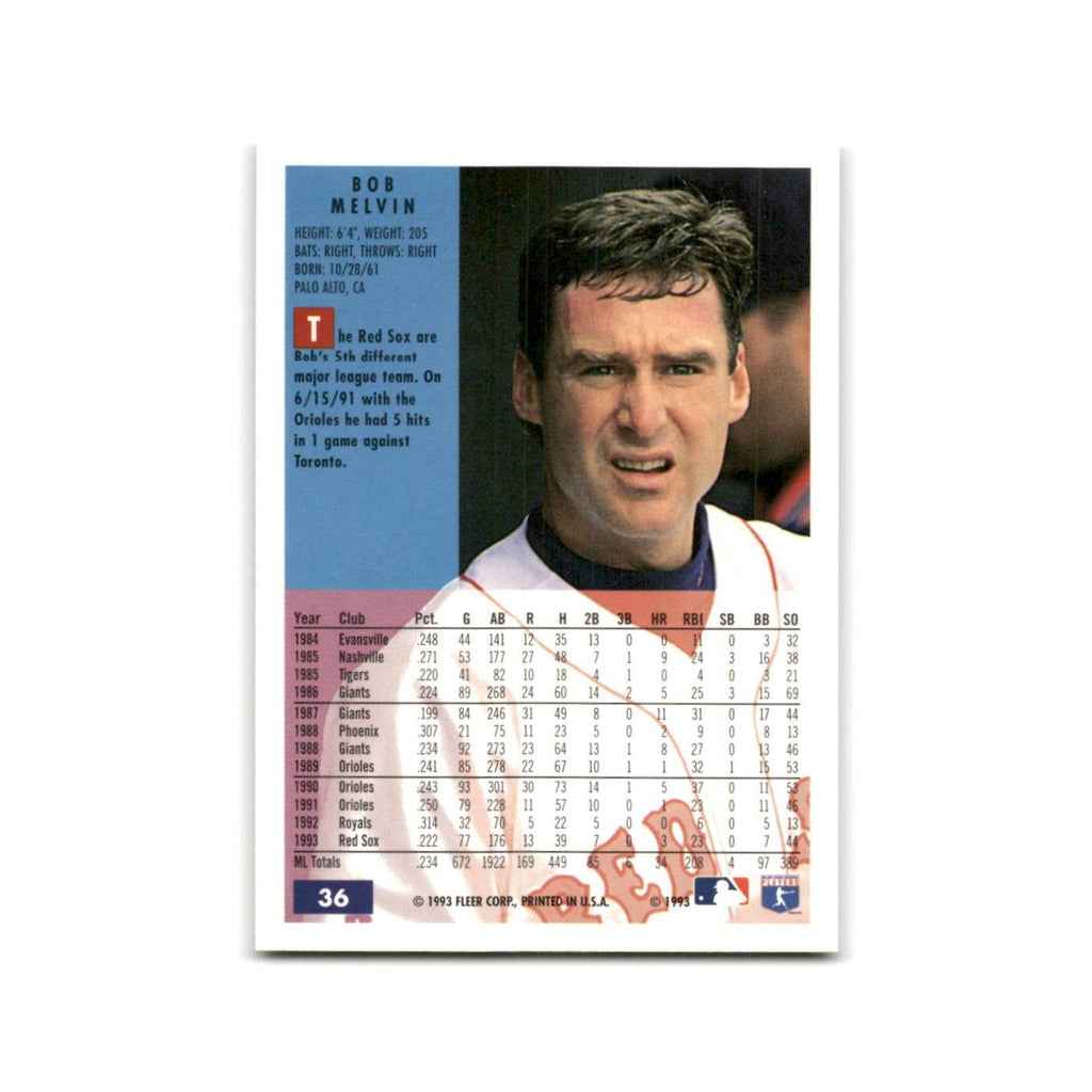 Bob Melvin 1994 Fleer #36 Boston Red Sox Baseball Card NM