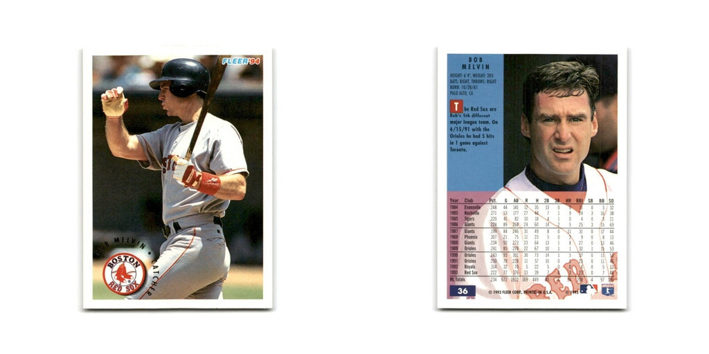 Bob Melvin 1994 Fleer #36 Boston Red Sox Baseball Card NM