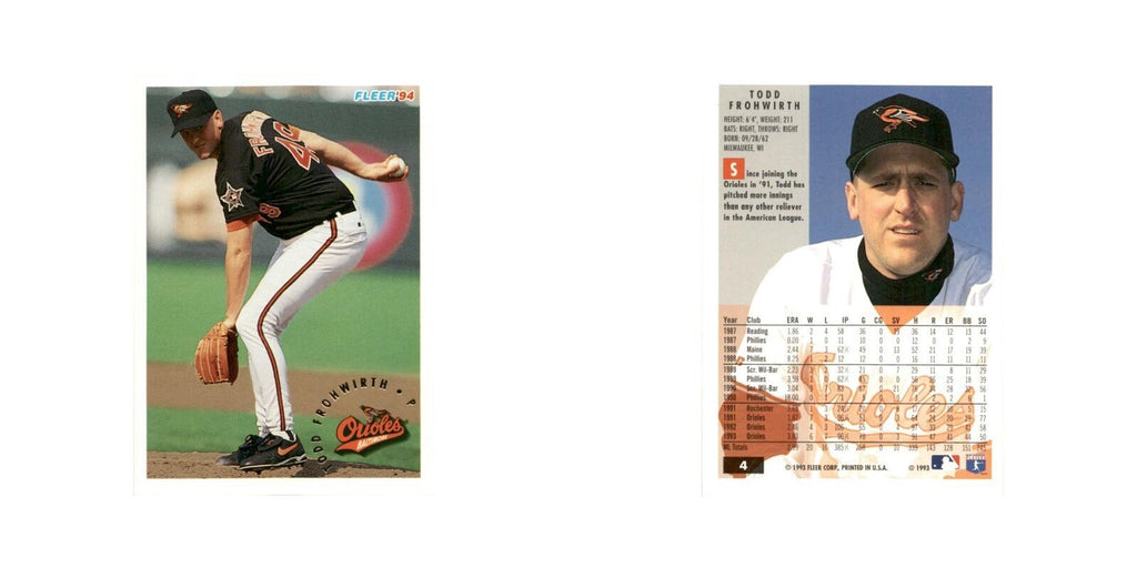 Todd Fronwirth 1994 Fleer #4 Baltimore Orioles Baseball Card NM
