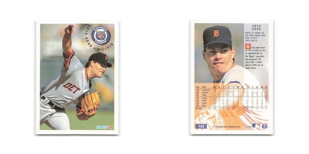 Greg Gohr 1994 Fleer #132 Detroit Tigers Baseball Card NM