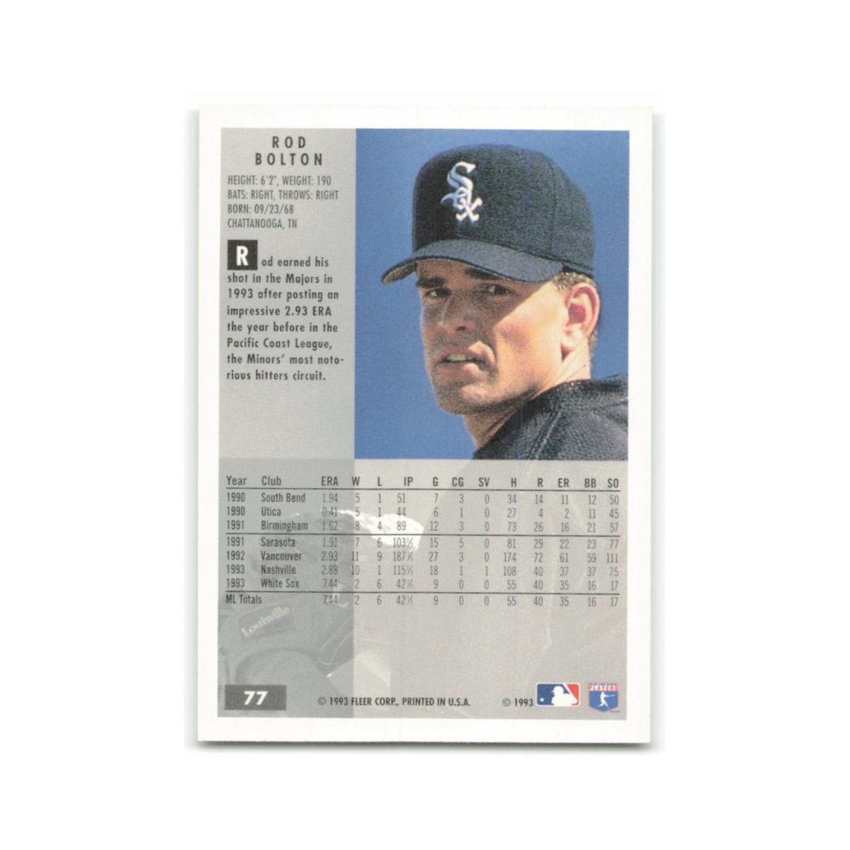Rodney Bolton 1994 Fleer #77 Chicago White Sox Baseball Card NM