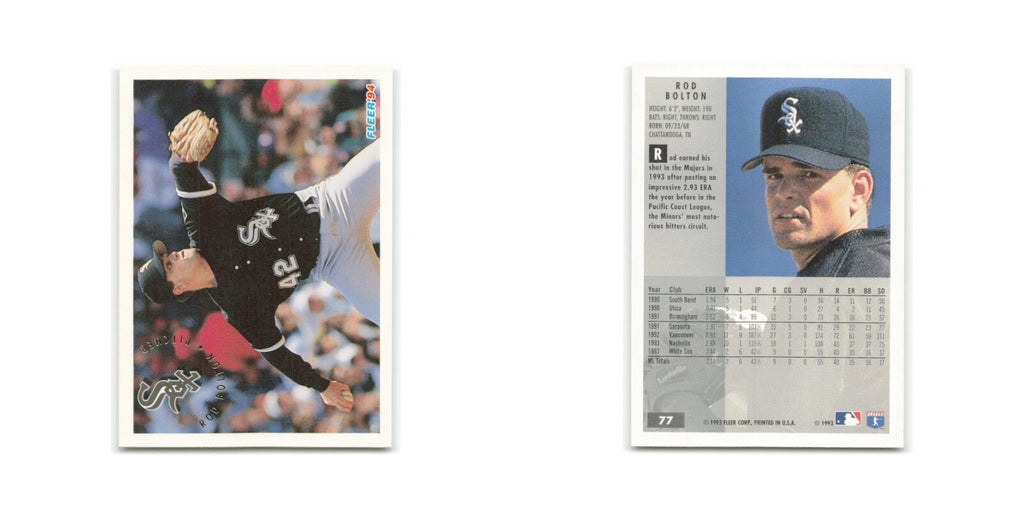 Rodney Bolton 1994 Fleer #77 Chicago White Sox Baseball Card NM