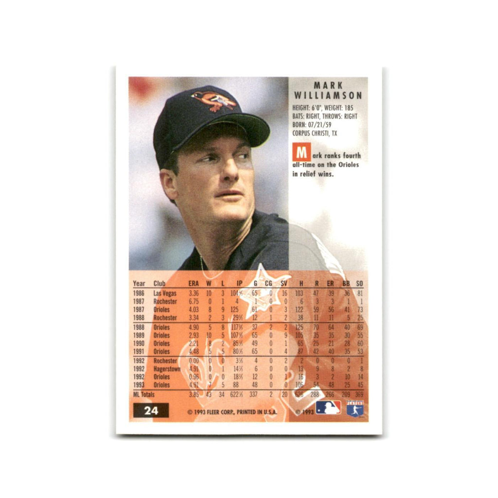 Mark Williamson 1994 Fleer #24 Baltimore Orioles Baseball Card NM