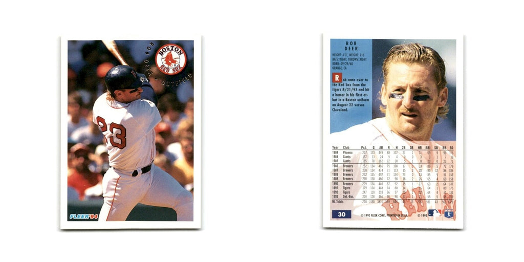 Rob Deer 1994 Fleer #30 Boston Red Sox Baseball Card NM