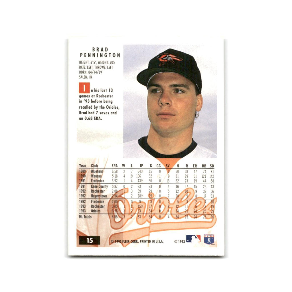 Brad Pennington 1994 Fleer #15 Baltimore Orioles Baseball Card NM