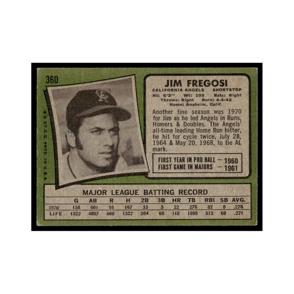 1971 Topps Baseball Card (Damaged) Jim Fregosi Angels #360