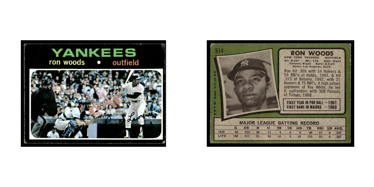 1971 Topps Baseball Card (Damaged) Ron Woods Yankees #514