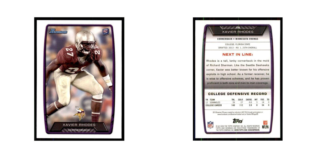 2013 Bowman Xavier Rhodes RC Football Cards #158