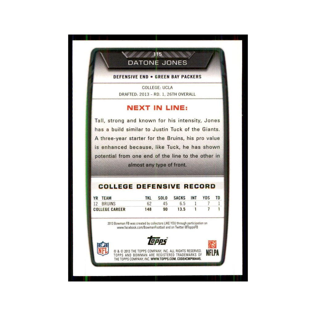 2013 Bowman Datone Jones RC Football Cards #115