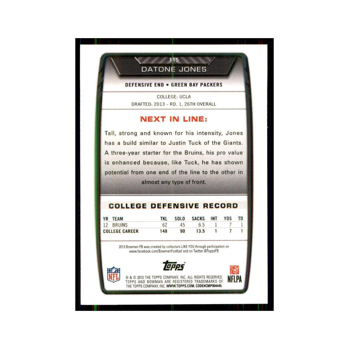 2013 Bowman Datone Jones RC Football Cards #115