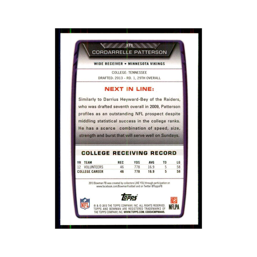 2013 Bowman Cordarrelle Patterson RC Football Cards #171