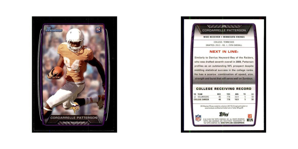 2013 Bowman Cordarrelle Patterson RC Football Cards #171