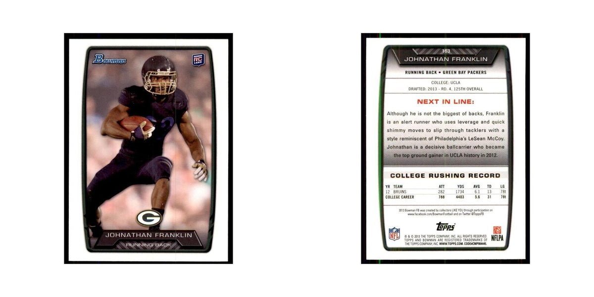 2013 Bowman Johnathan Franklin RC Football Cards #163