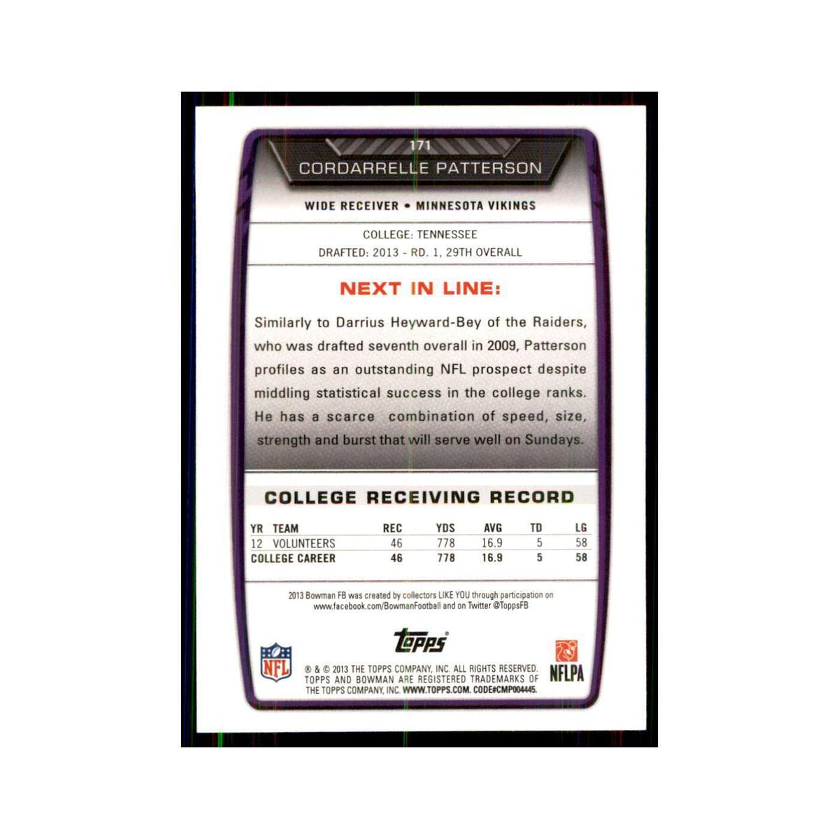2013 Bowman Darren McFadden RC Football Cards #71
