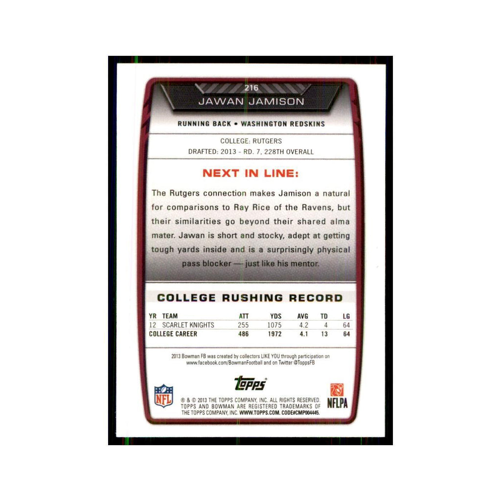 2013 Bowman Jawan Jamison RC Football Cards #216