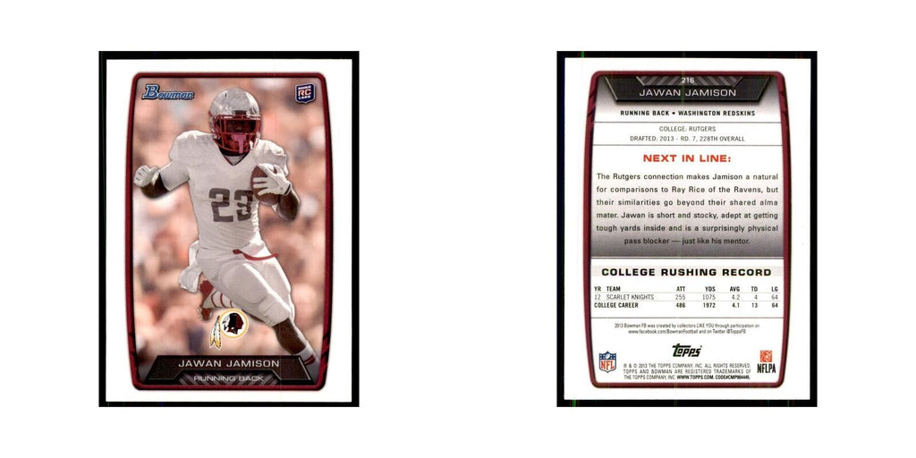 2013 Bowman Jawan Jamison RC Football Cards #216