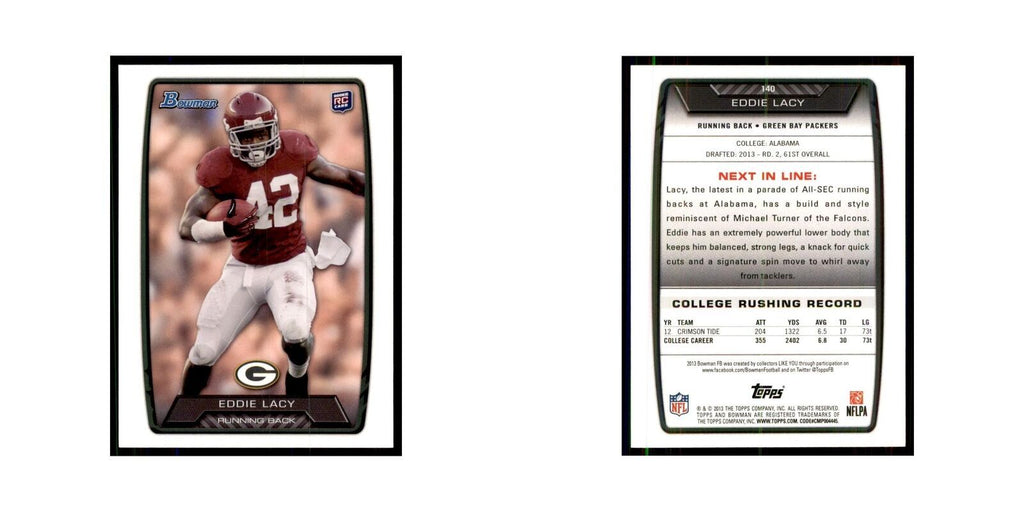 2013 Bowman Eddie Lacy RC Football Cards #140