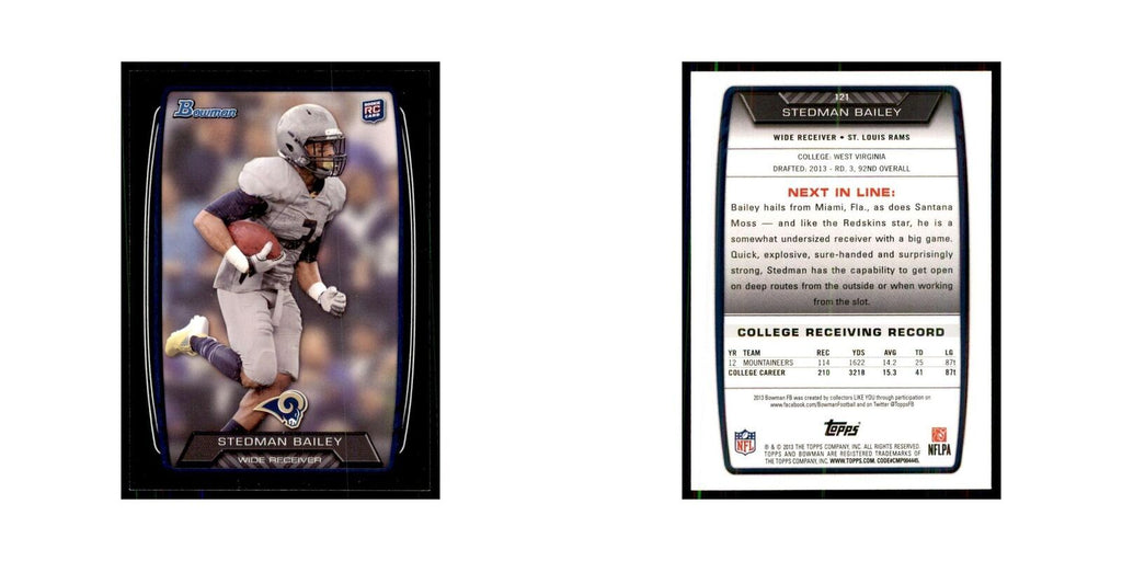 2013 Bowman Stedman Bailey RC Football Cards #121