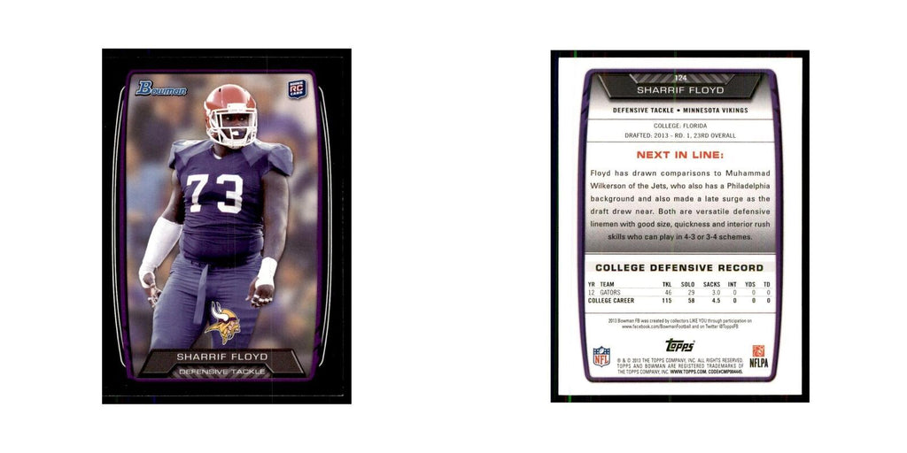 2013 Bowman Sharrif Floyd RC Football Cards #124