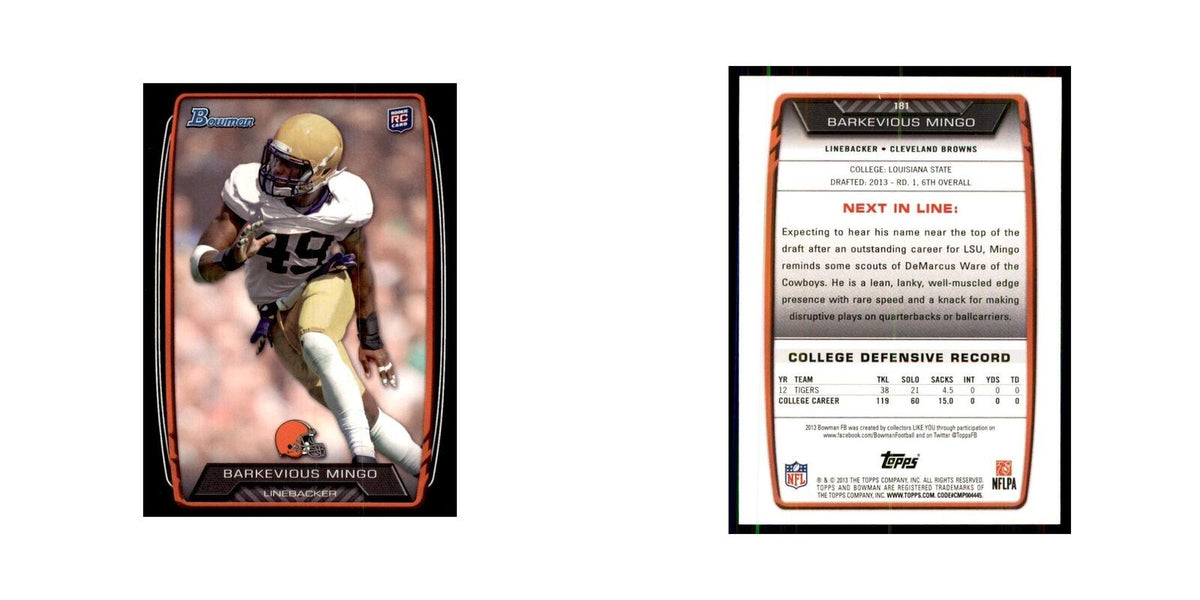 2013 Bowman Barkevious Mingo RC Football Cards #181