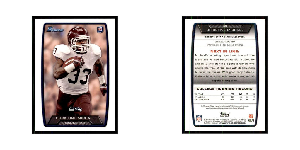 2013 Bowman Christine Michael RC Football Cards #138