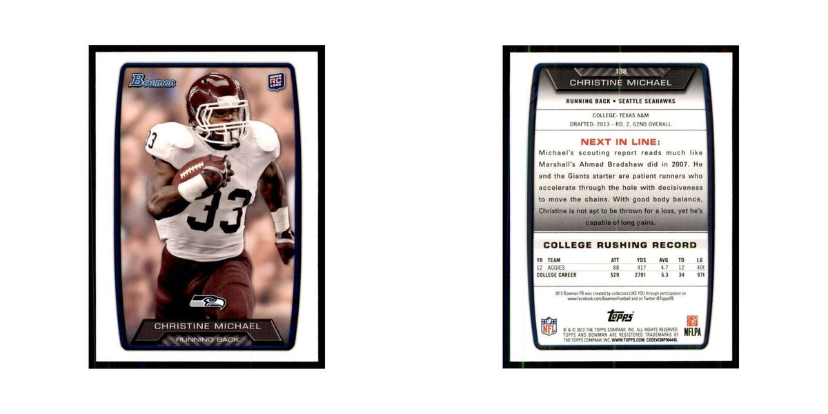 2013 Bowman Christine Michael RC Football Cards #138