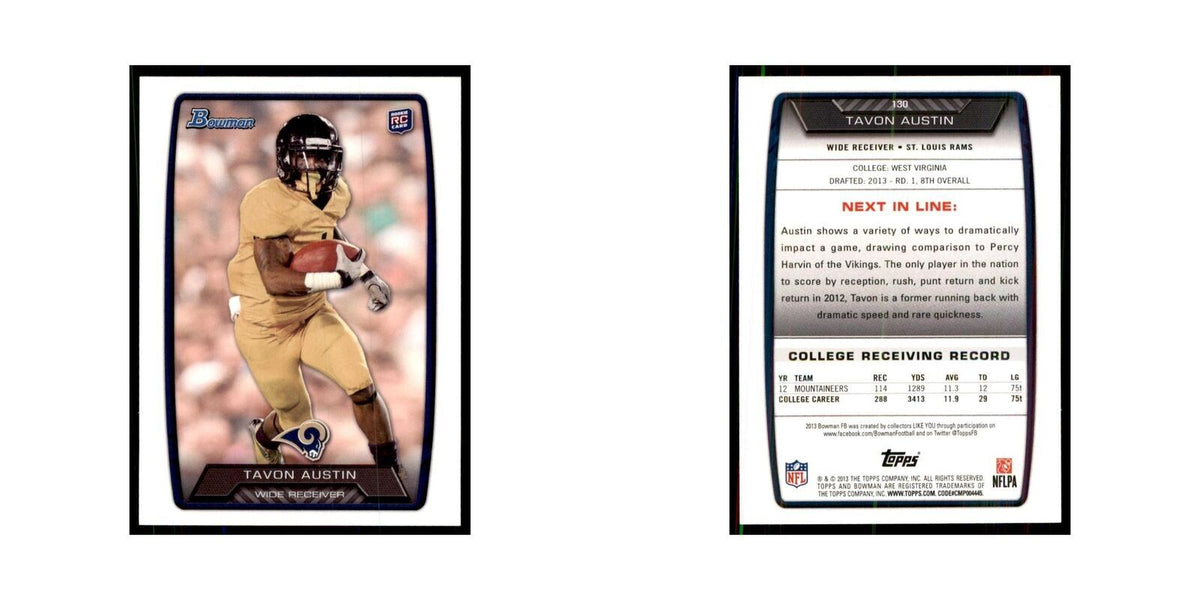 2013 Bowman Tavon Austin RC Football Cards #130