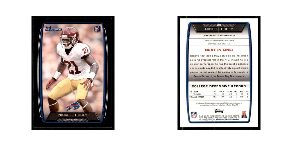 2013 Bowman Nickell Robey RC Football Cards #201