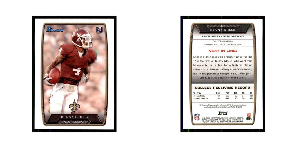2013 Bowman Kenny Stills RC Football Cards #177